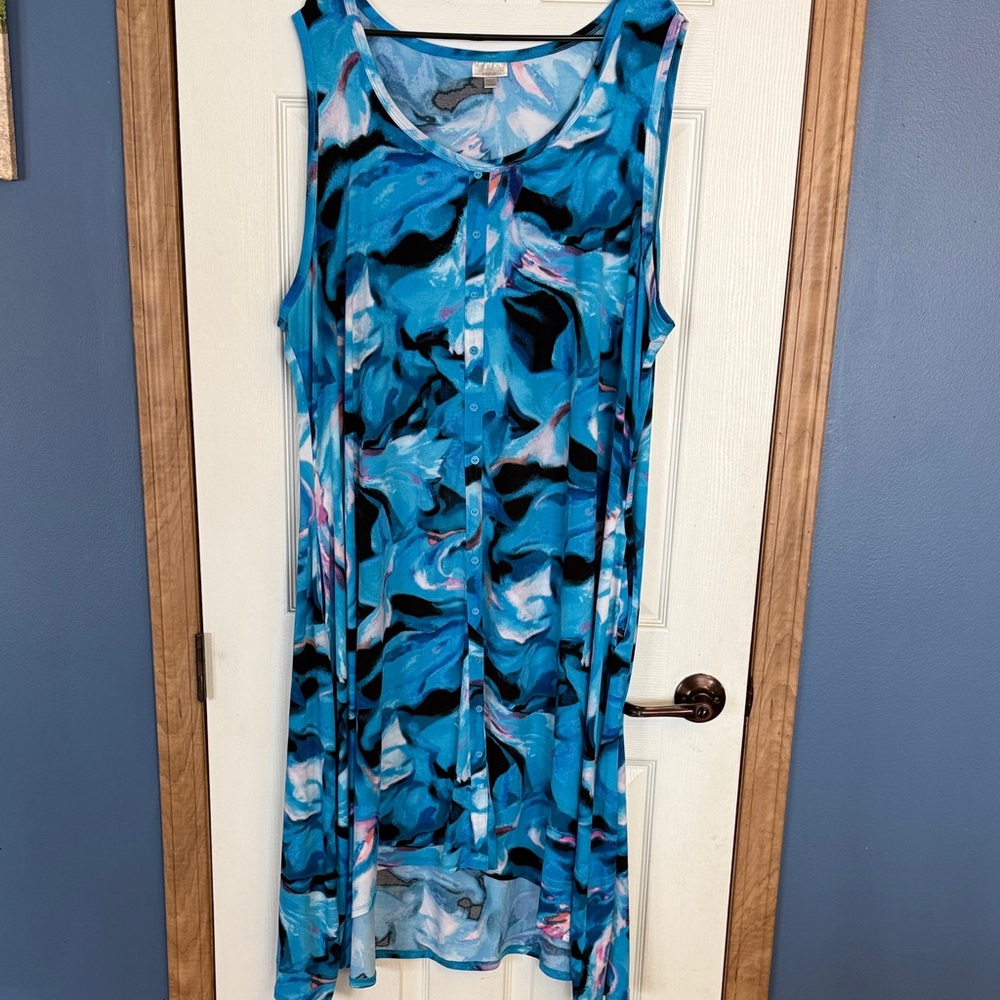 Avenue Blue and Pink Abstract Dress